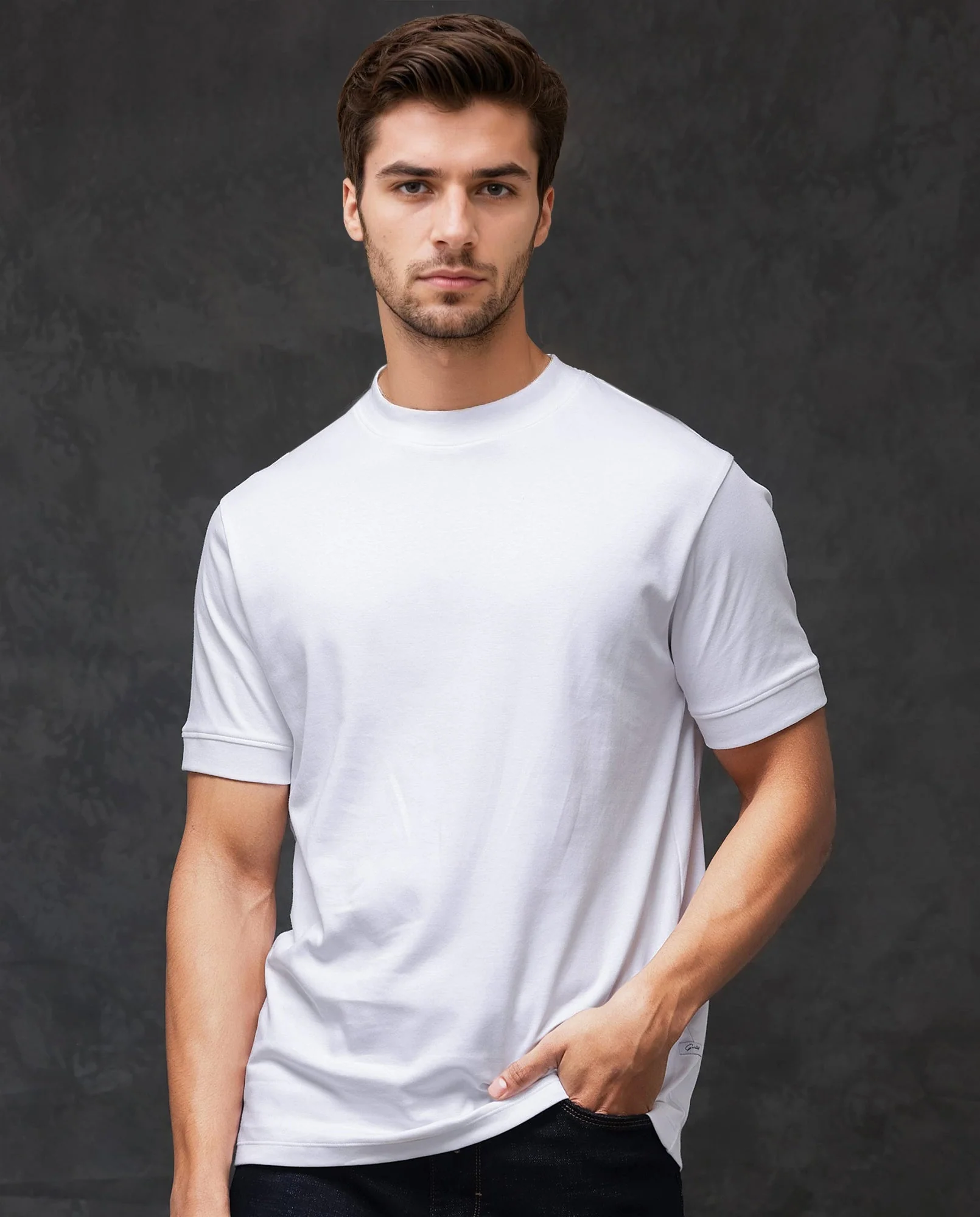 Men’s Premium Cotton T‑Shirt (White) - Regular Fit - Product Image