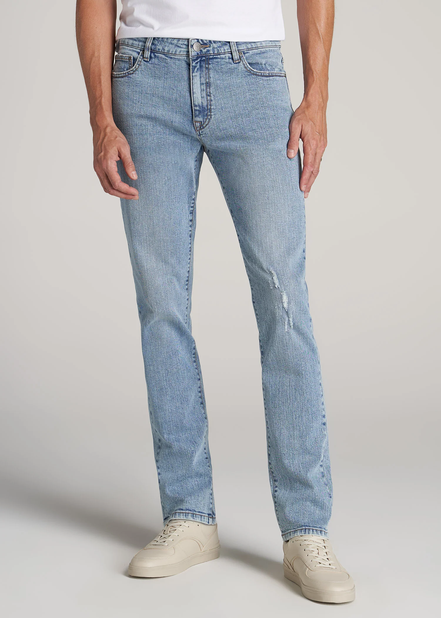 Men’s Straight Fit Jeans (Light Blue) - Classic Denim - Product Image